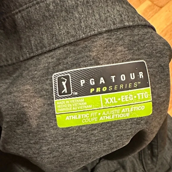 PGA Tour Dark Gray Polo with Green and Blue Accents - Picture 16 of 16